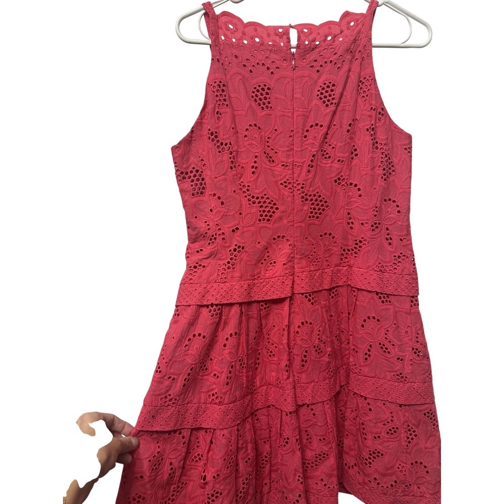 Nanette Leopare Vibrant Pink Eyelet Sleeves Tank Fullly Lined Dress Size 10 - Picture 7 of 8